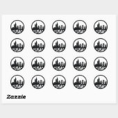 Sticker Rond Silhouette Skyline USA (Feuille)
