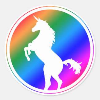 Sticker Rond Silhouette Unicorne Blanc