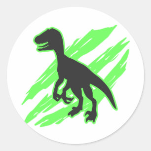 Sticker Rond Silhouette Velociraptor - Choisir la couleur arriè