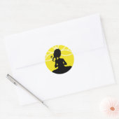 Sticker Rond Silhouette Yoga Jaune (Enveloppe)