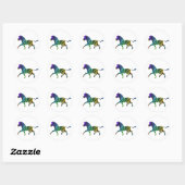 Sticker Rond Silhouette Zebra noir et arc-en-ciel (Feuille)