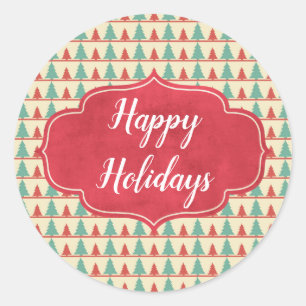 Sticker Rond Silhouettes Arbre Rétro personnalisables