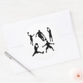 Sticker Rond Silhouettes de basket-ball (Enveloppe)