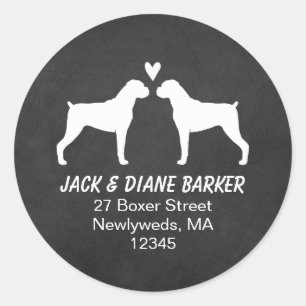 Sticker Rond Silhouettes de Boxer Adresse de Retour