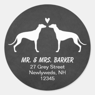 Sticker Rond Silhouettes de Greyhound Adresse de Retour