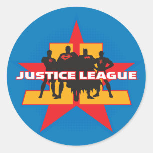 Sticker Rond Silhouettes de la Ligue de Justice et Arrière - pl