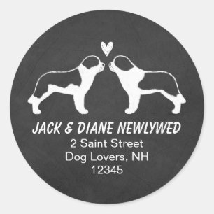 Sticker Rond Silhouettes de Saint-Bernard Adresse de Retour