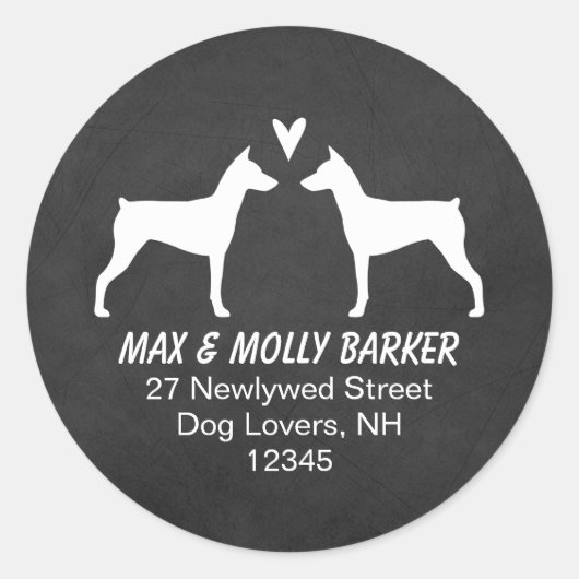 Sticker Rond Silhouettes Pinscher allemand Adresse de retour (Devant)