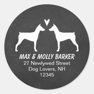 Sticker Rond Silhouettes Pinscher allemand Adresse de retour