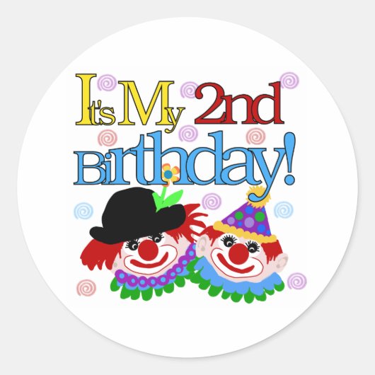 Sticker Rond Silly Clowns 2e anniversaire (Devant)