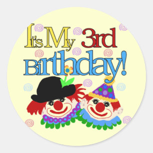 Sticker Rond Silly Clowns 3e Anniversaire Tshirts et cadeaux