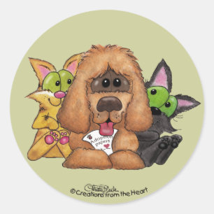 Sticker Rond Silly et Tig avec Sassie-Pet Adoption is LOVE