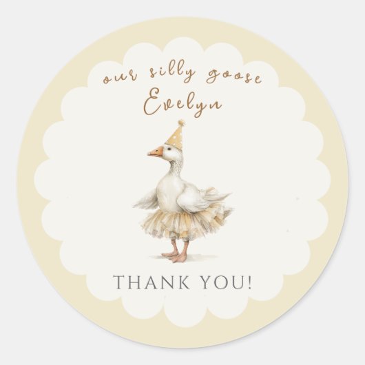 Sticker Rond Silly Goose 3rd Birthday Yellow Watercolor (Devant)