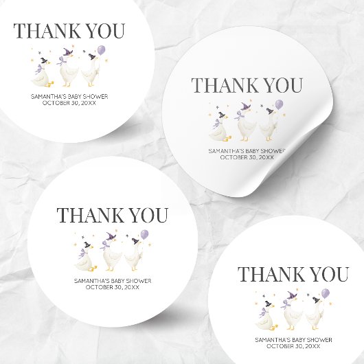 Sticker Rond Silly Goose Baby Shower