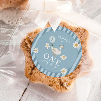 Sticker Rond Silly Goose Daisy Boy 1er anniversaire