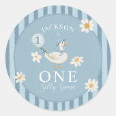 Sticker Rond Silly Goose Daisy Boy 1er anniversaire (Devant)