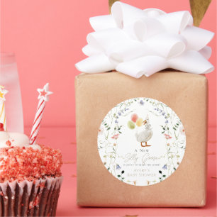 Sticker Rond Silly Goose Fleur sauvage Baby shower floral