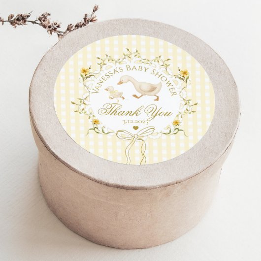 Sticker Rond Silly Goose Gender neutral Gingham Thank you