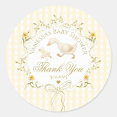 Sticker Rond Silly Goose Gender neutral Gingham Thank you (Devant)