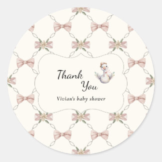 Sticker Rond Silly Goose Preppy Bow Baby Shower
