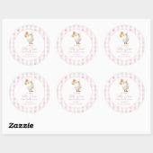 Sticker Rond Silly Goose rose En vichy Baby shower fille (Feuille)