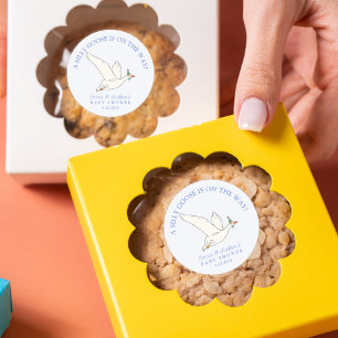 Sticker Rond Silly Goose sur le chemin Baby shower garçon