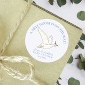 Sticker Rond Silly Goose sur le chemin Baby shower garçon