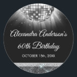 Sticker Rond Silver 60th Birthday Party 70's Disco Ball<br><div class="desc">Augmentez votre 60e anniversaire grâce à notre Sticker Disco Ball Party 70 Silver 60th, conçu pour ajouter une touche de sophistication et de style rétro à votre panier d'étape. Dans une teinte d'argent chatoyante, cet autocollant exhale l'élégance et la nostalgie. Le graphique de la boule disco vous transporte à l'époque...</div>