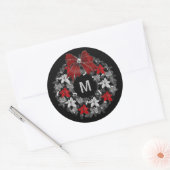 Sticker Rond Silver and Red Holiday Wreath (Enveloppe)