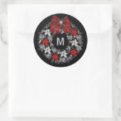 Sticker Rond Silver and Red Holiday Wreath (Sac)
