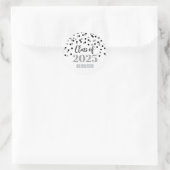 Sticker Rond Silver Black Confetti Graduation 2025 (Sac)