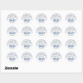 Sticker Rond Silver Blue Confetti Graduation 2025 (Feuille)