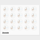 Sticker Rond Silver & Blue Reindeer Vacances hiver Wonderland (Feuille)