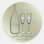 Sticker Rond Silver Bubbly Champagne Cheval Mariage élégant (Devant)