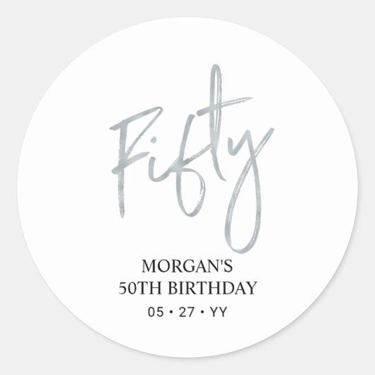 Sticker Rond Silver Cinquante 50e anniversaire Favor Merci (Devant)
