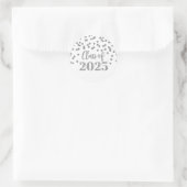 Sticker Rond Silver Confetti Graduation 2025 (Sac)