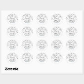 Sticker Rond Silver Confetti Graduation 2025 (Feuille)