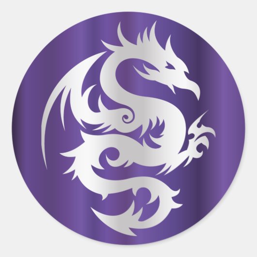 Sticker Rond Silver Dragon on Imperial Purple (Devant)