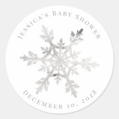 Sticker Rond Silver Faux Glittery Snowflake Noël (Devant)