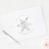 Sticker Rond Silver Faux Glittery Snowflake Noël (Enveloppe)