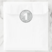 Sticker Rond Silver Faux Numéro de Parties scintillant Texte Mo (Sac)