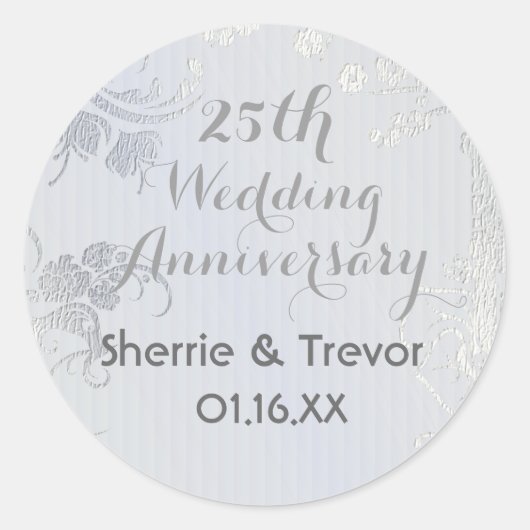 Sticker Rond Silver Glimmer Enregistrer la date (Devant)