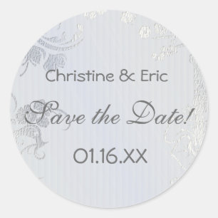 Sticker Rond Silver Glimmer Enregistrer la date
