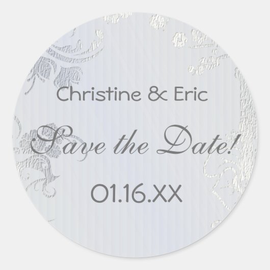 Sticker Rond Silver Glimmer Enregistrer la date (Devant)