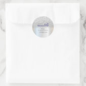 Sticker Rond Silver Glitter Bokeh Sweet 16 Crown (Sac)