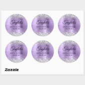 Sticker Rond Silver Glitter Clair Violet Huile Quinceanera (Feuille)