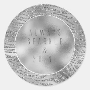 Sticker Rond Silver Glitz Zebra Print