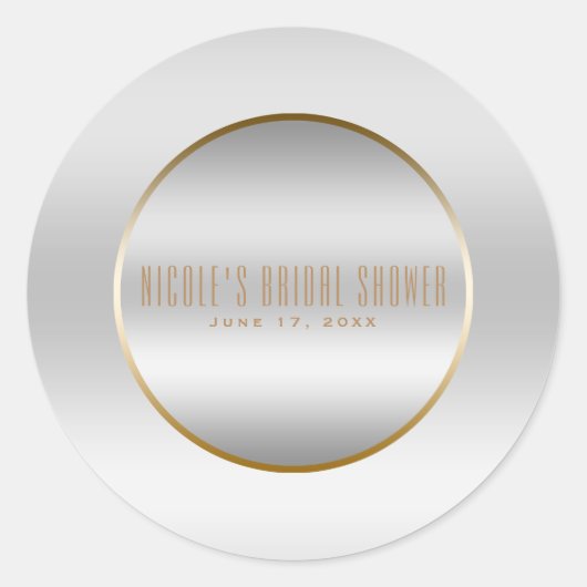 Sticker Rond Silver & Gold Elegant Classy Glam Wedding Favor (Devant)