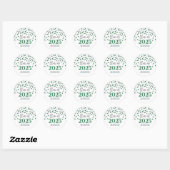 Sticker Rond Silver Green Confetti Graduation 2025 (Feuille)