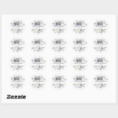 Sticker Rond Silver Grey Ivory Floral hiver Rustique Mariage (Feuille)